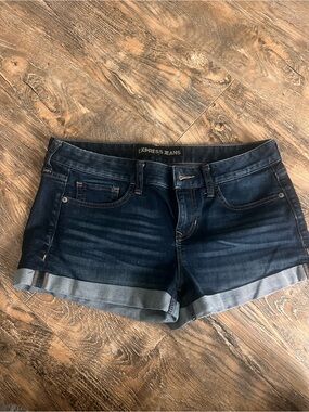 Express Dark Indigo Cuffed Jean Shorts